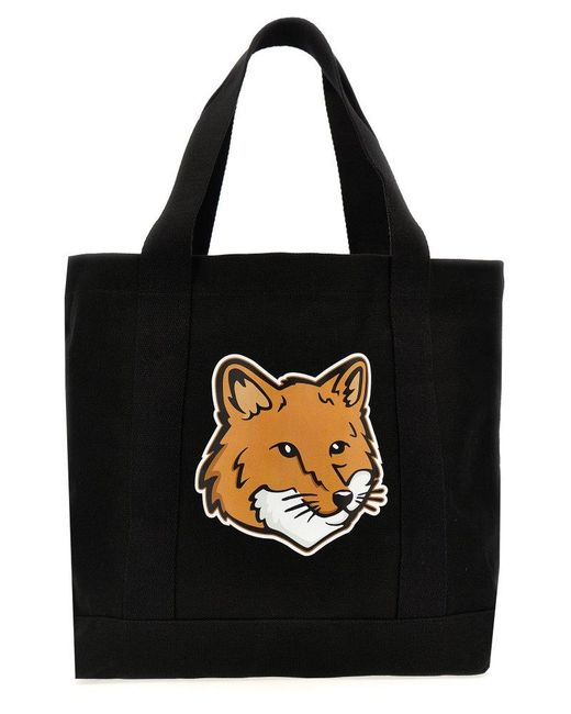 Maison Kitsuné Black Fox Head Tote Bag