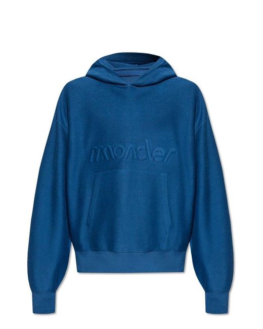 Moncler Blue Hooded Sweatshirt for men