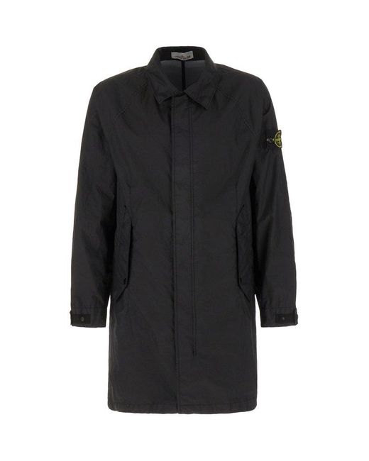 Stone Island Black Logo Patch Collared Jacket for men