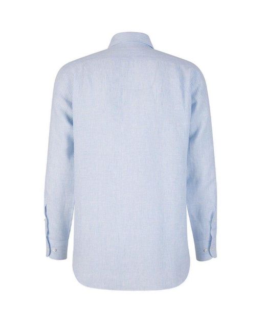 Loro Piana Blue Striped Buttoned Shirt for men