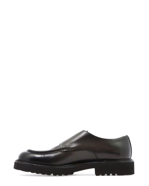 Doucal's Black Double-Buckle Almond Toe Monk Shoes for men