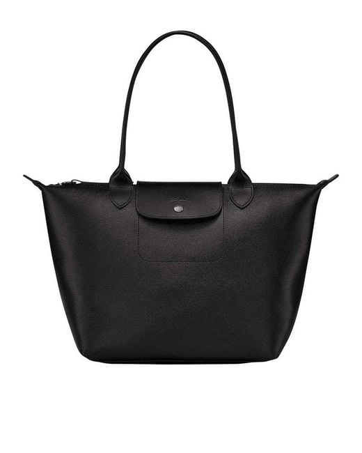 Longchamp Black Le Pliage Logo Embossed Tote Bag