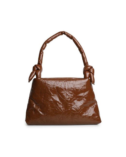 Kassl Brown Knot-detailed Wrinkled Tote Bag