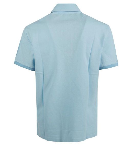 Etro Blue Logo Embroidered Short-sleeved Polo Shirt for men