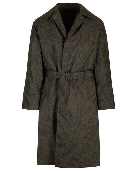 Etro Black Paisley Raincoat for men
