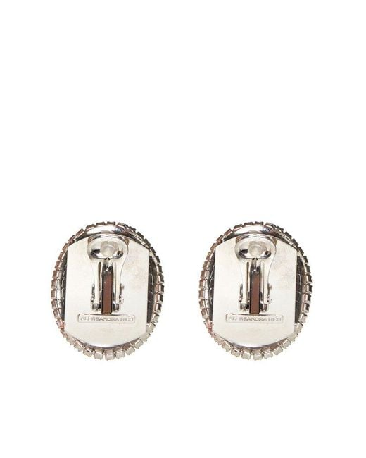 Alessandra Rich White Embellished Clip-on Earrings