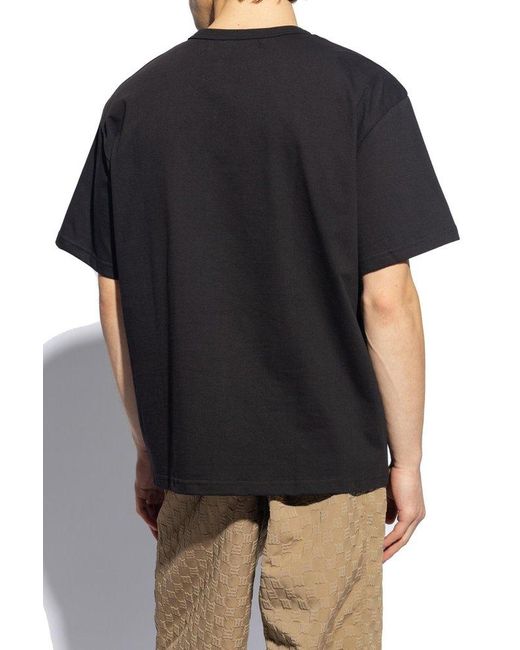 M I S B H V Black T-shirt With Stitching Details, for men