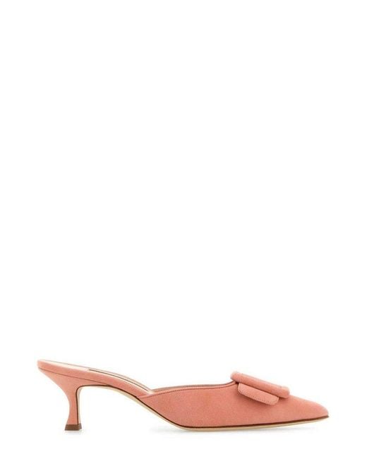 Manolo Blahnik Pink Maysale Buckle Pumps