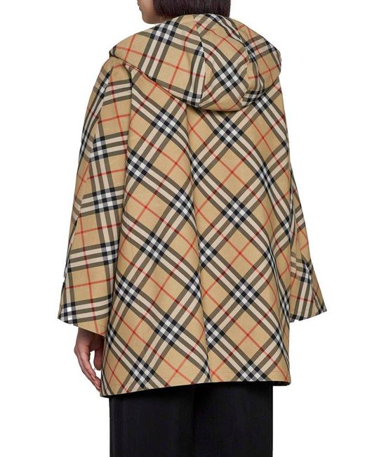 Burberry Natural Ekd Motif Checked Hooded Jacket