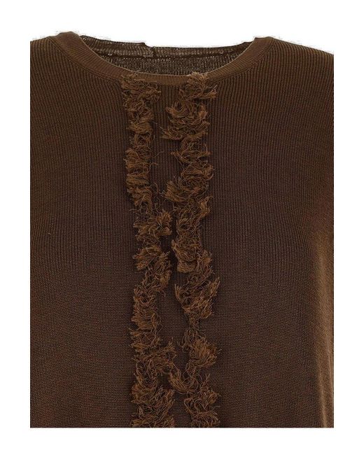 Uma Wang Brown Fringed Sleeveless Dress