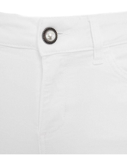 Liu Jo White Mid-Rise Cropped Jeans