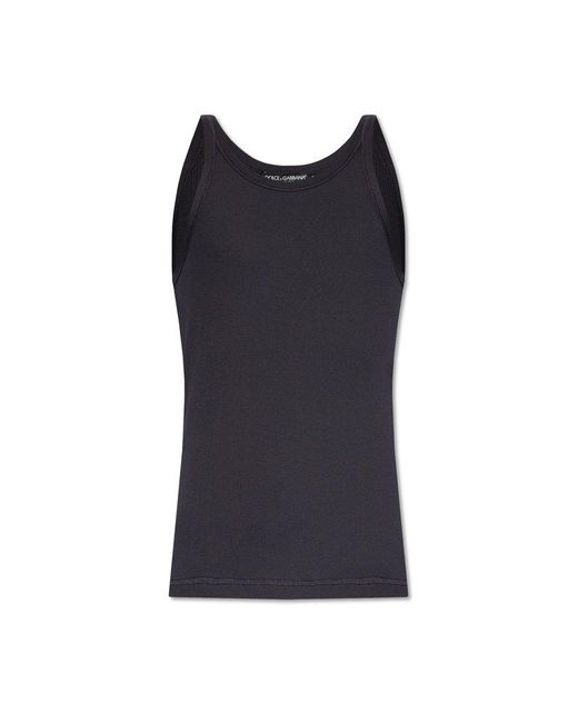 Dolce & Gabbana Black Dolce & Gabbana Ribbed Sleeveless T-Shirt for men