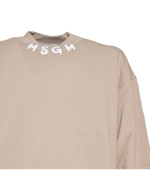 MSGM Natural Logo Printed Crewneck Sweatshirt for men