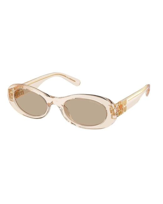 Miu Miu Natural Oval-Frame Sunglasses