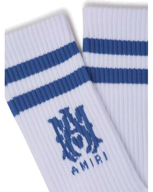 Amiri Blue Calcetines Bicolor Logo for men