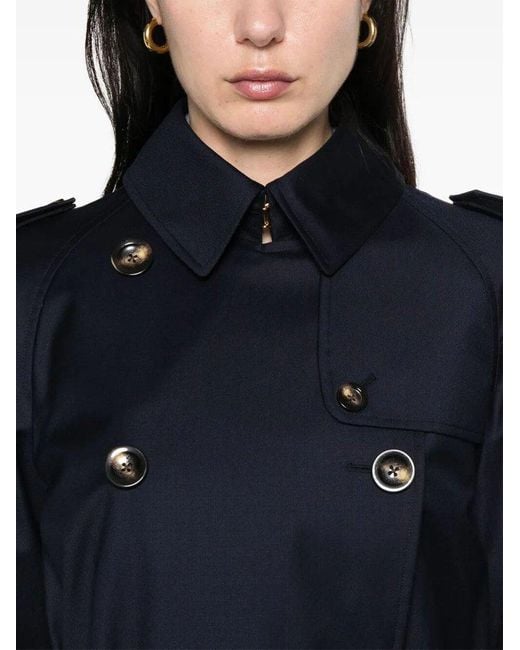 Montecore Blue Double-Breasted Trench Coat