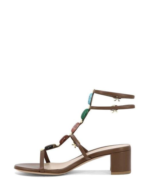 Gianvito Rossi Brown Shanti Embellished Sandals