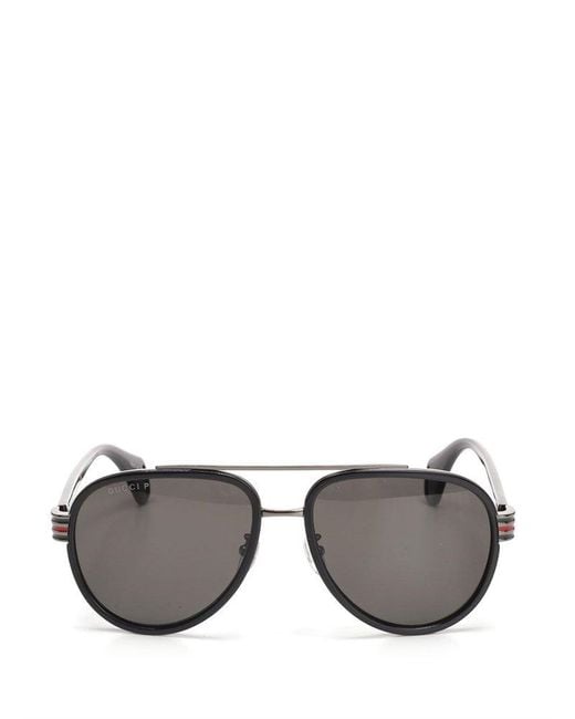 Gucci Gray Aviator Frame Sunglasses for men