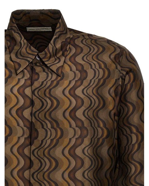 Dries Van Noten Brown Carvie Printed Shirt for men