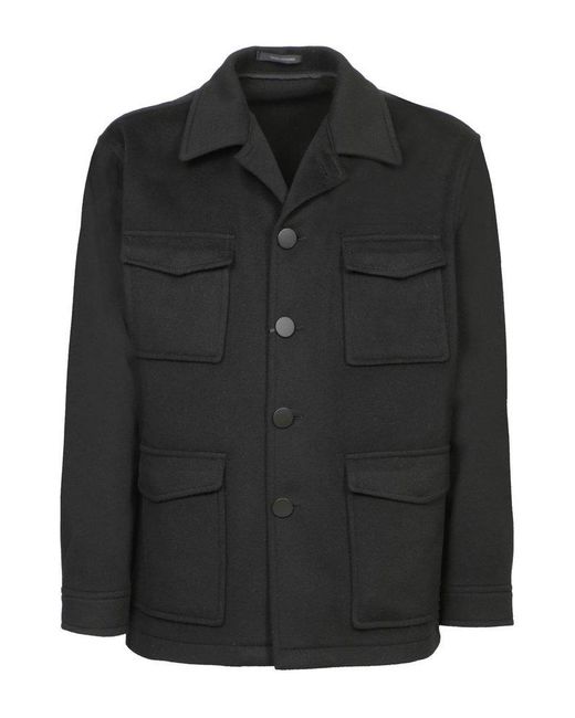 Tagliatore Black Milton Buttoned-Up Jacket for men