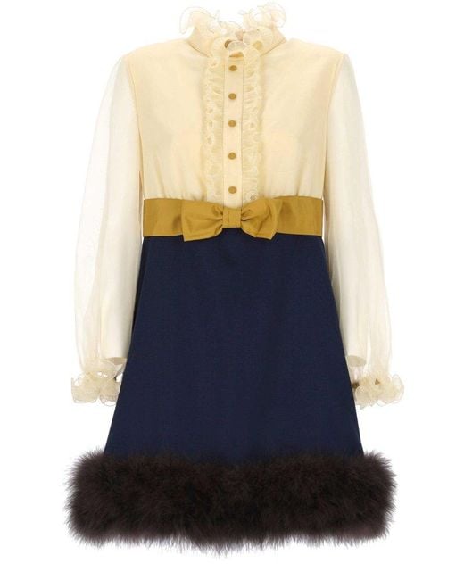 Valentino Blue Bow Detailed Mini Dress