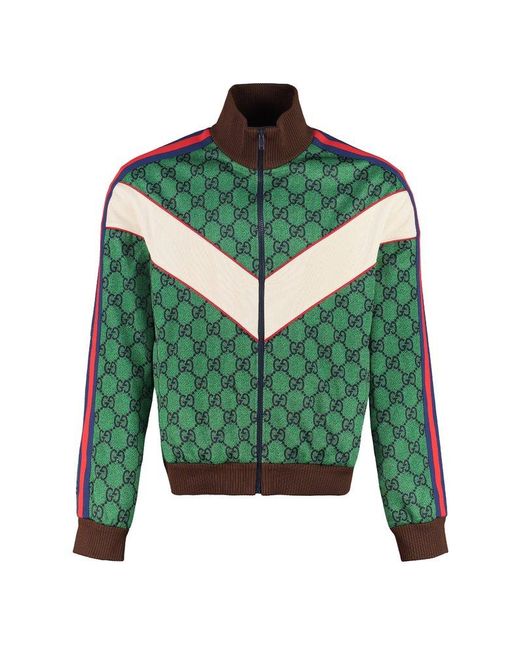 Gucci GG Web Zip Jacket in Green for Men | Lyst