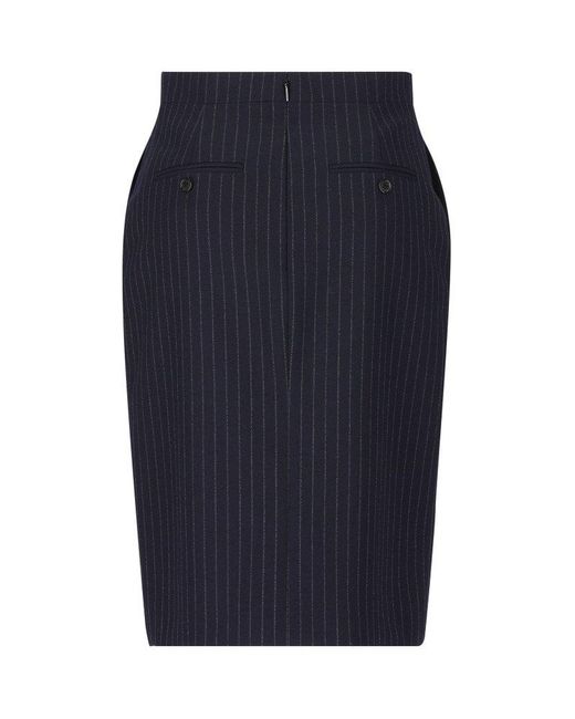 Saint Laurent Blue Striped Pencil Skirt