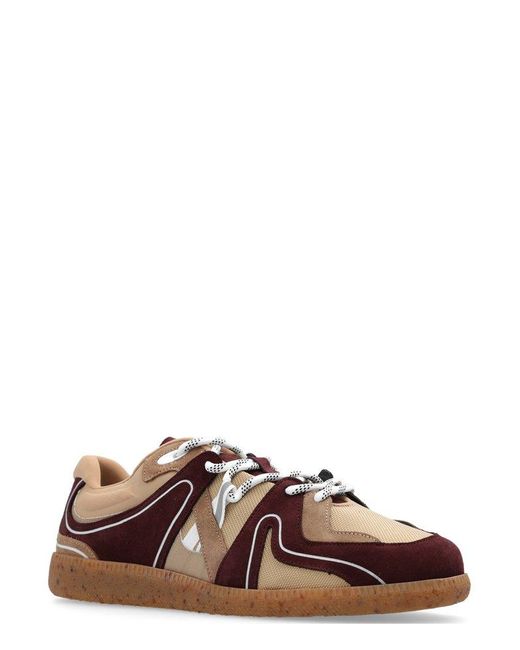 Ganni Brown Mesh Panelled Lace-up Sneakers