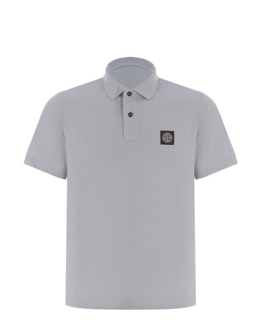 Stone Island Gray Compass Patch Short-sleeved Polo Shirt for men