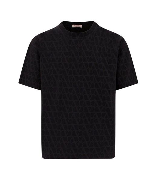 Valentino Black Vlogo Printed Crewneck T-shirt for men