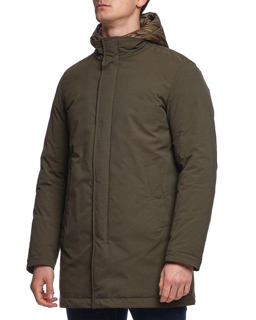 Herno Green Zip-up Layered Hooded Coat for men