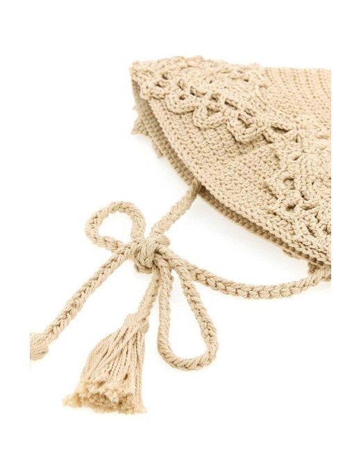 Alanui Natural Tassel Detailed Crochet Bucket Hat