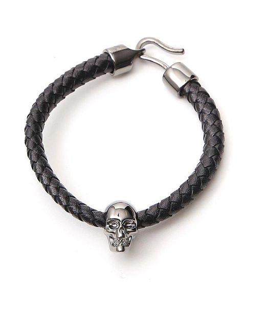 Alexander McQueen Metallic Leather Bracelet for men