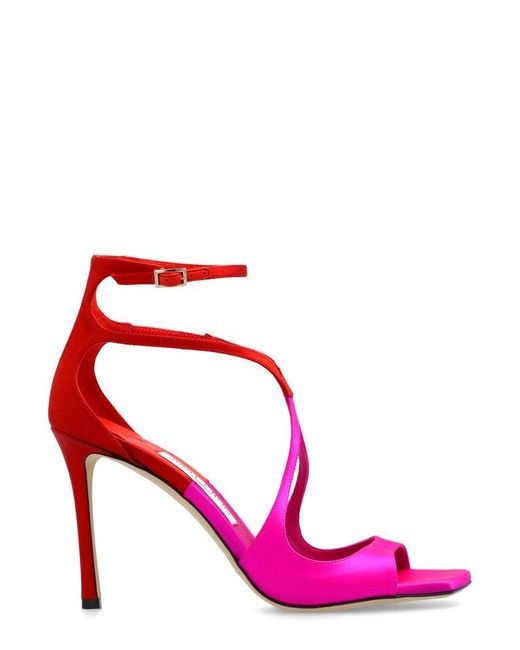 Jimmy Choo Pink Azia 95 Ankle-Strap Satin Sandals