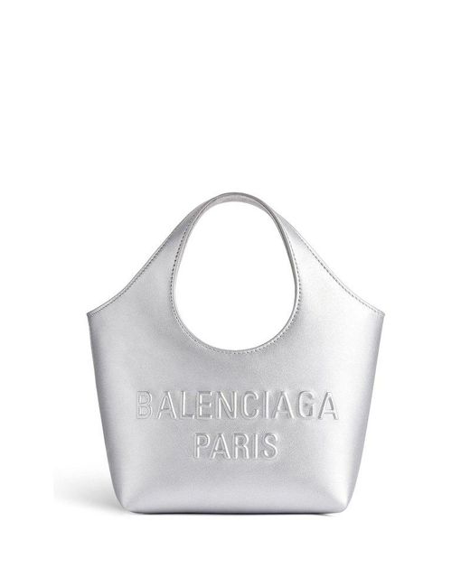 Balenciaga Gray Logo Embossed Top Handle Bag