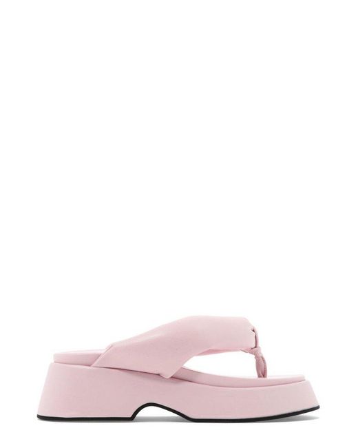 Ganni Padded Slip-on Thong Sandals in Pink | Lyst Canada