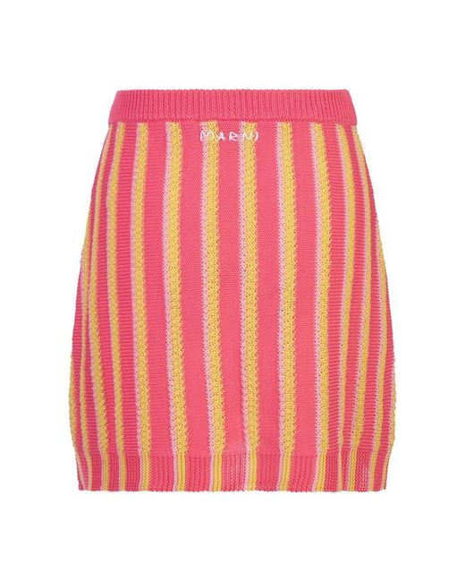 Marni Pink And Striped Knitted Mini Skirt