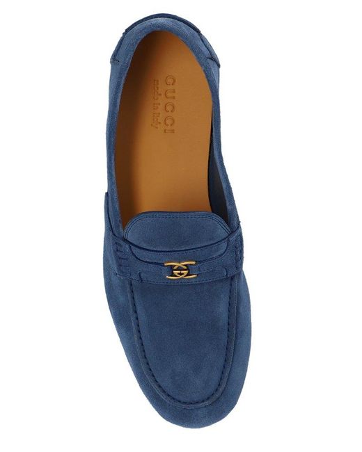 Gucci Blue Interlocking G Loafers for men