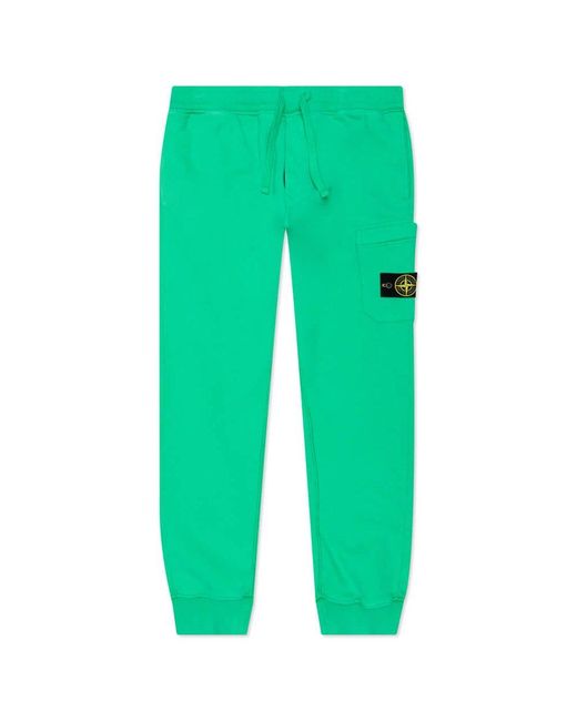 Stone Island Green Logo Patched Drawstring Track Pants for men