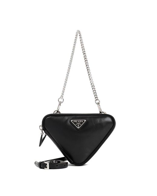 Prada Black Triangle Chained Clutch Bag