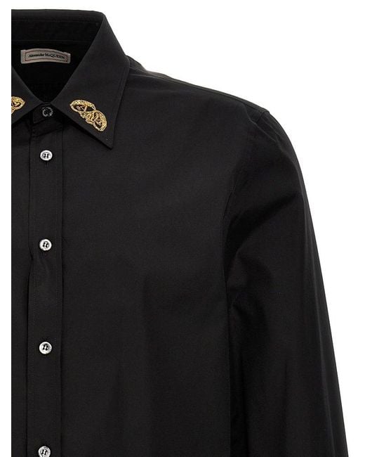 Alexander McQueen Black Embroidered Collar Shirt Shirt, Blouse for men