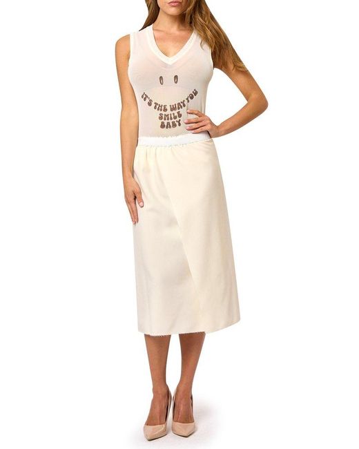 MM6 by Maison Martin Margiela Natural Fringed Edge A-Line Skirt