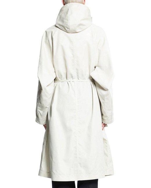 Lemaire White Asymmetric Designed Hooded Coat
