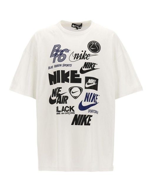 COMME DES GARÇON BLACK White X Nike Logo Printed Crewneck T-shirt