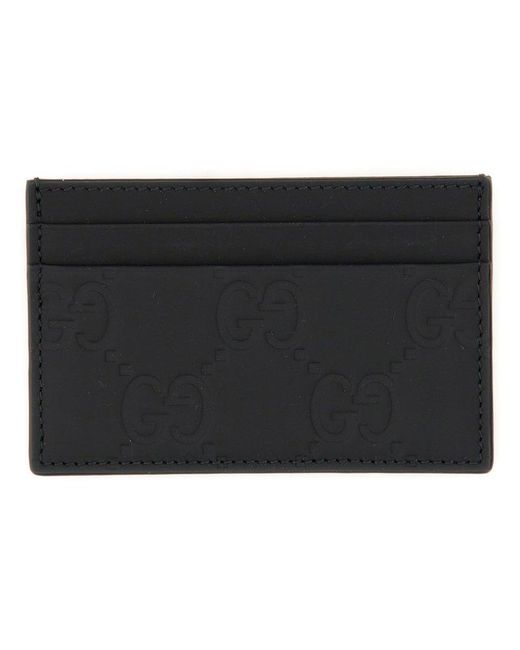 Gucci Black GG Supreme Leather Card Holder for men