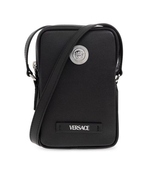 Versace Black Leather Shoulder Bag, for men