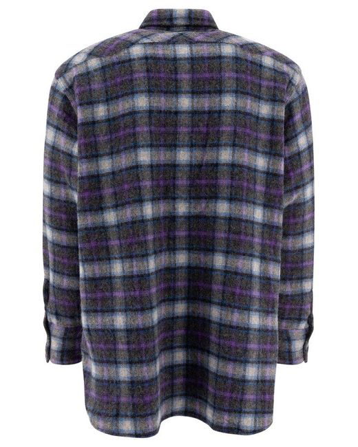 Beams Plus Blue Plaid Button-Down Shirt for men