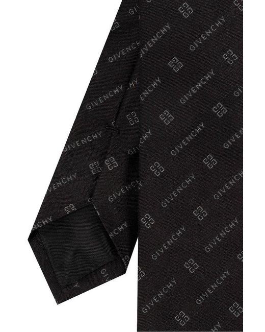 Givenchy Black All-over Logo Embroidered Tie for men