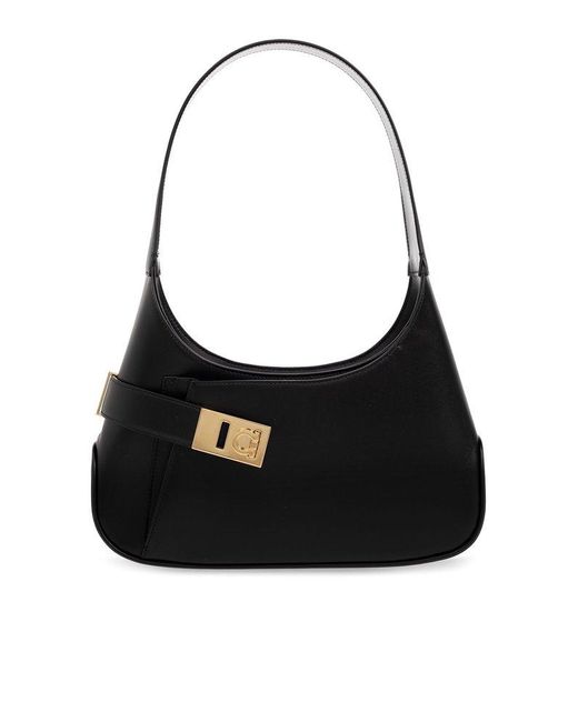 Ferragamo Black Asymmetric Pocket Hobo Bag