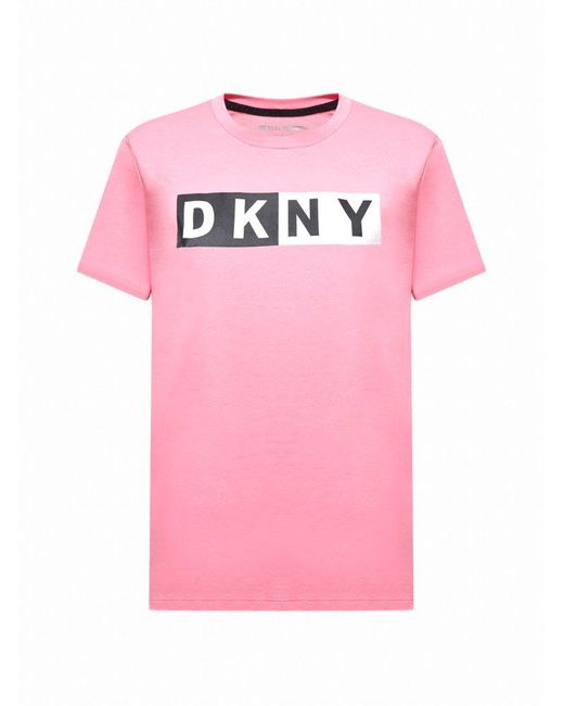 DKNY Pink Logo Printed Crewneck T-shirt